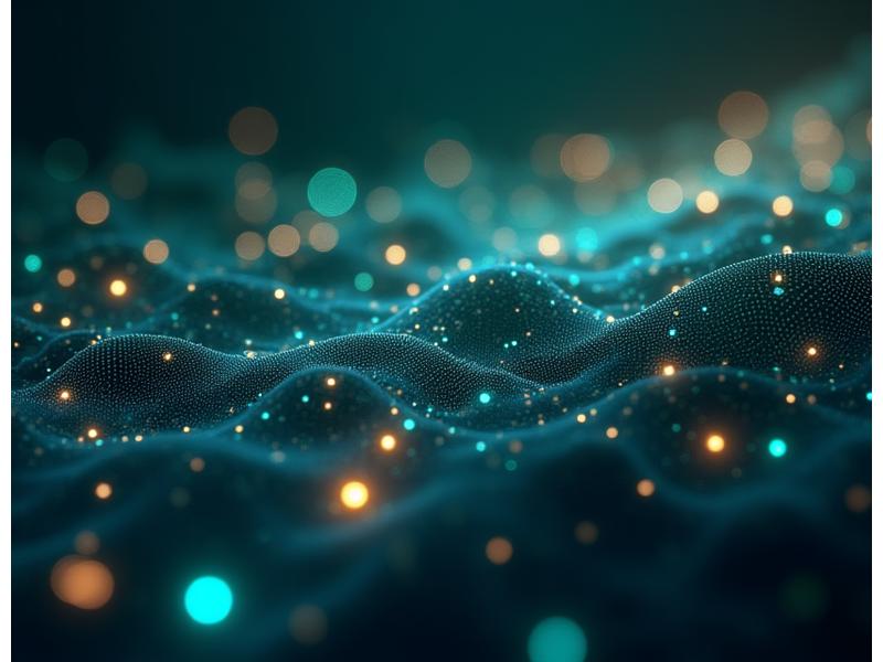 Abstract depiction of AI processing health data, with interconnected nodes and glowing lines symbolizing analysis and insights.